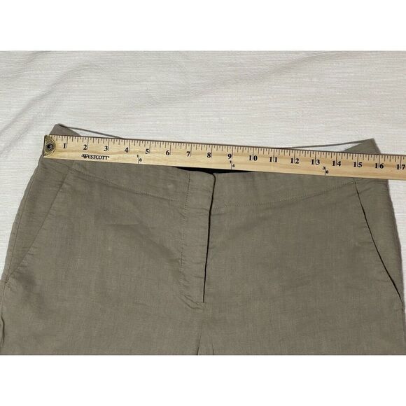 Theory Alldrew Neutral Khaki Dress Pants Flat front Linen Women’s Size 8 - Picture 5 of 7